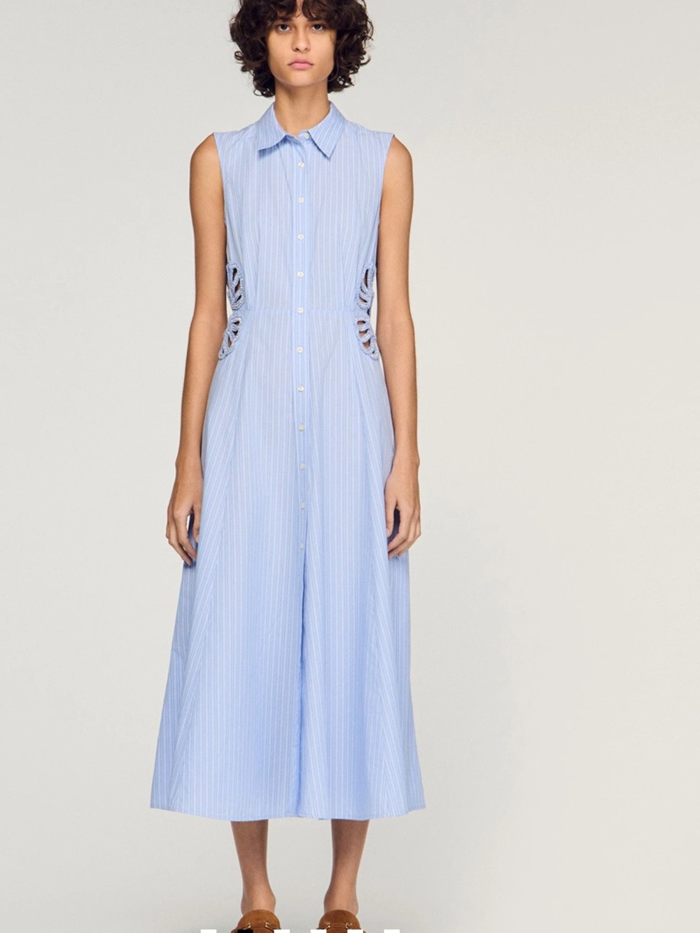 Sandro Striped Cotton Maxi Dress - Light Blue